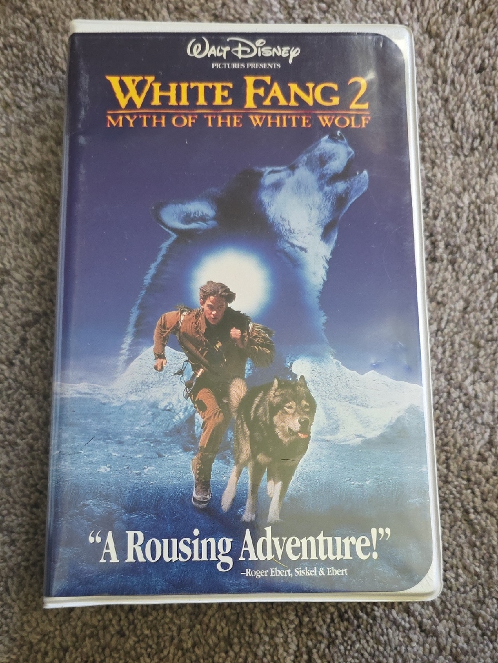 Disney White Fang 2 VHS Cover in Blue and Yellow Artwork